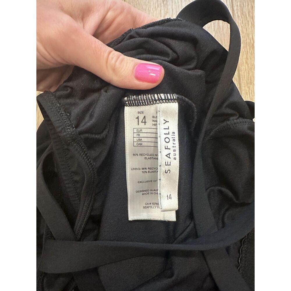 Seafolly Active Plunge V-Neck One Piece Swimsuit Black US Size 10 Anthropologie - Picture 7 of 9